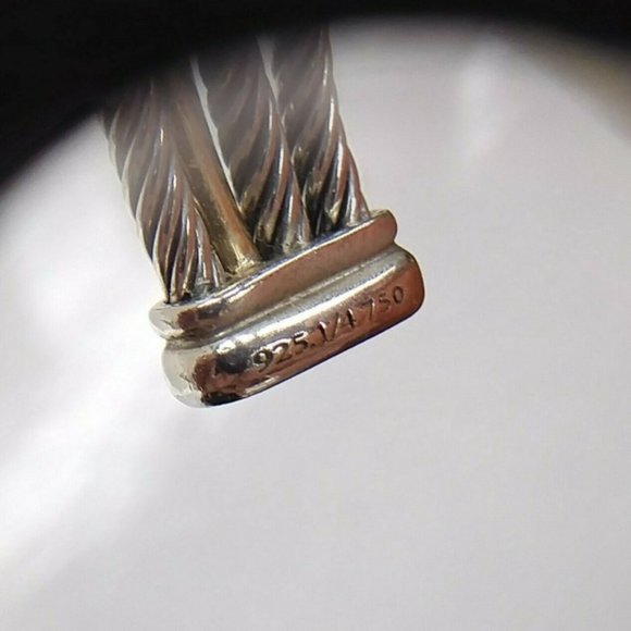 David Yurman Sterling Silver Crossover Three-row Cuff with 18k Gold Bracelet EUC - Picture 6 of 7